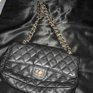 Black &gold chain purse